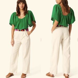 NWOT XiRENA Baylor Twill Khaki Sailor Pants High Waist Straight Leg , XS